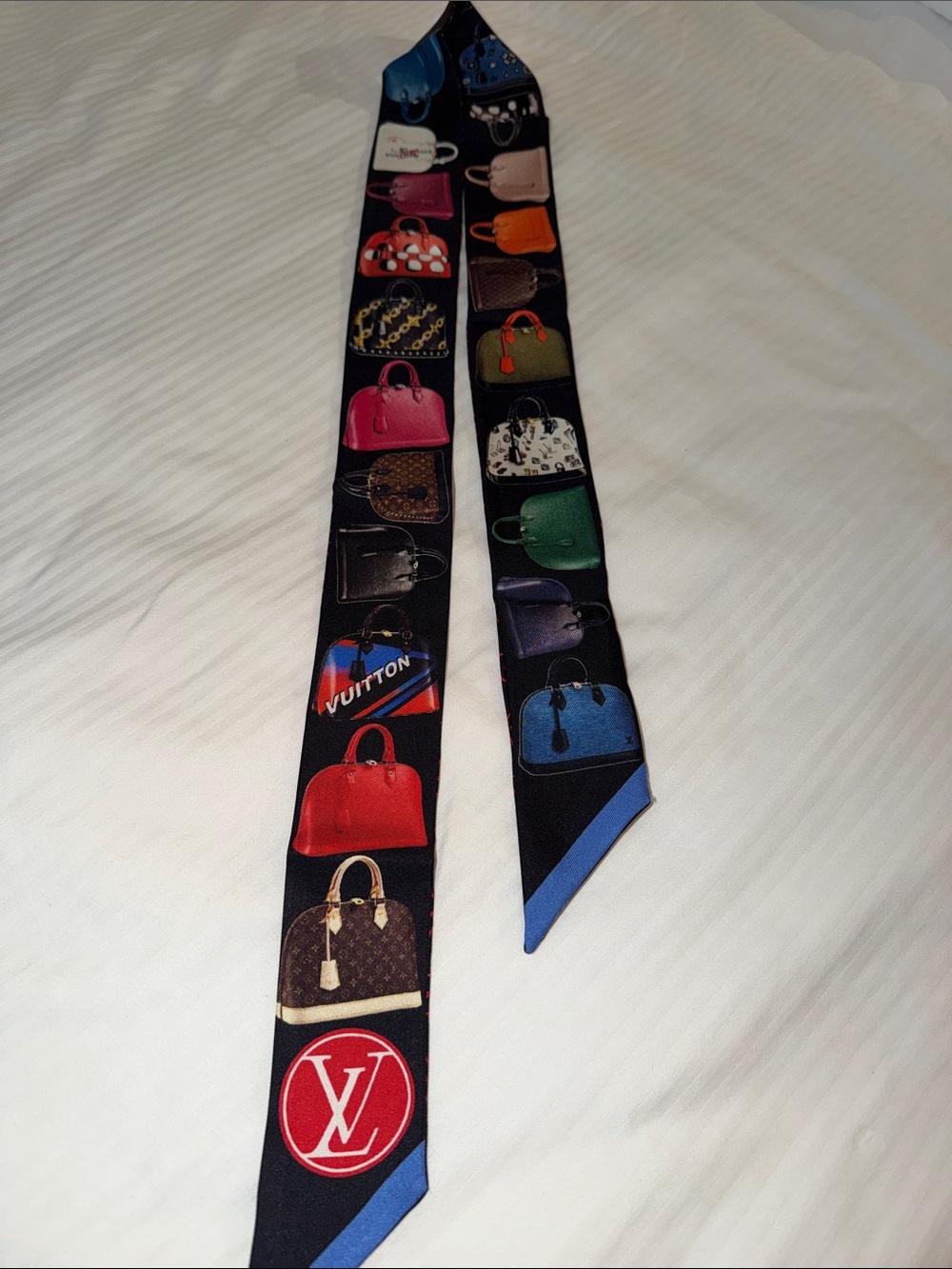 Louis Vuitton’s Tribute to Alma Black & Red Monogram 100% Silk handle wrap scarf